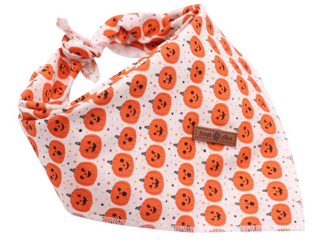 Lionet Paws Halloween Dog Bandana - Fashionable Soft Cotton Pumpkin Scarf for Small to Large Dogs