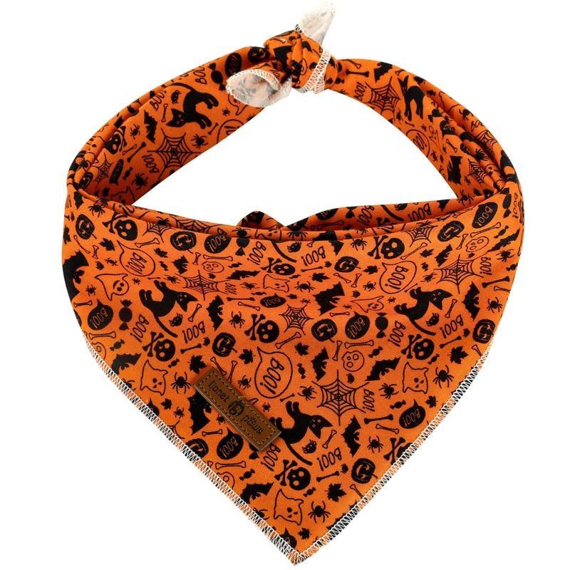 Lionet Paws Halloween Dog Bandana - Fashionable Soft Cotton Pumpkin Scarf for Small to Large Dogs