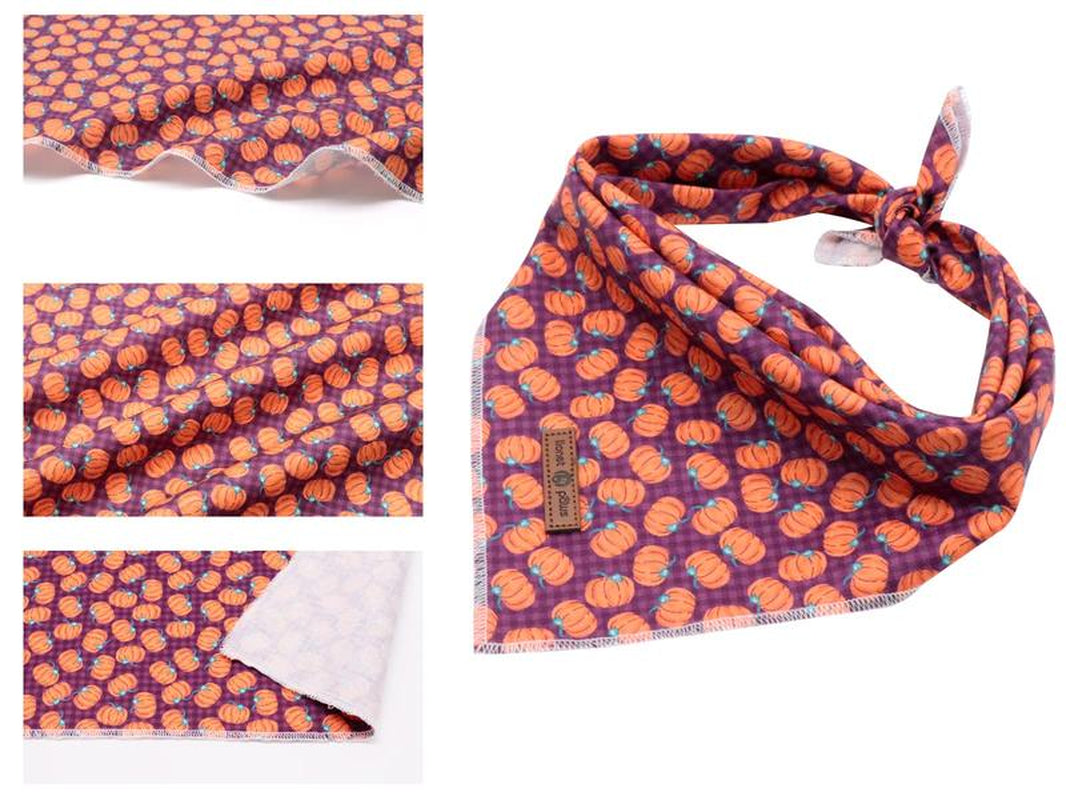 Lionet Paws Halloween Dog Bandana - Fashionable Soft Cotton Pumpkin Scarf for Small to Large Dogs