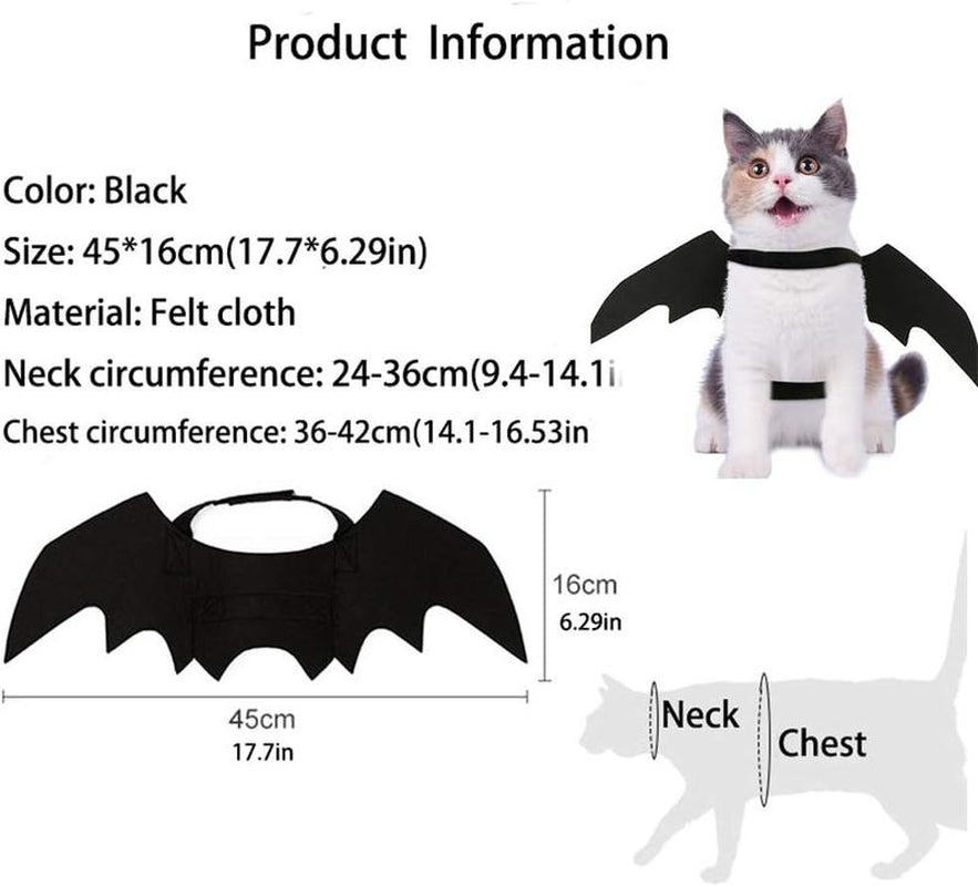 Pet Cat Bat Wings for Halloween Party Decoration, Puppy Collar Leads Cosplay Bat Costume, Cute Puppy Cat Dress up Accessories, Halloween'S Day Gift