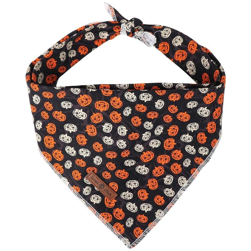 Lionet Paws Halloween Dog Bandana - Fashionable Soft Cotton Pumpkin Scarf for Small to Large Dogs