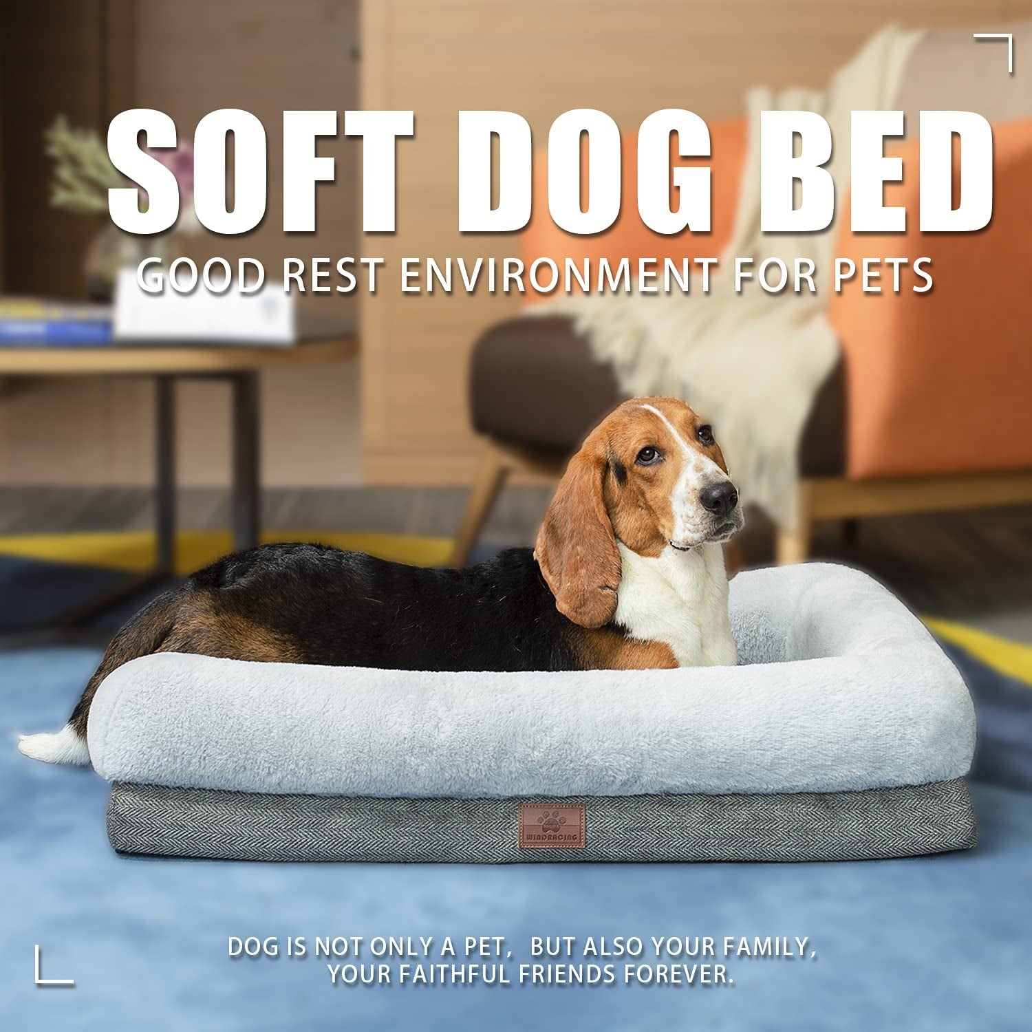 The Snuggly Sumo Slumber Station: Extra-Large Plush Dog Couch with Bolster Armrests for the Pampered Pup, Removable Cover for Easy Cleaning, and No-Skid Bottom for When They Get Groovy!