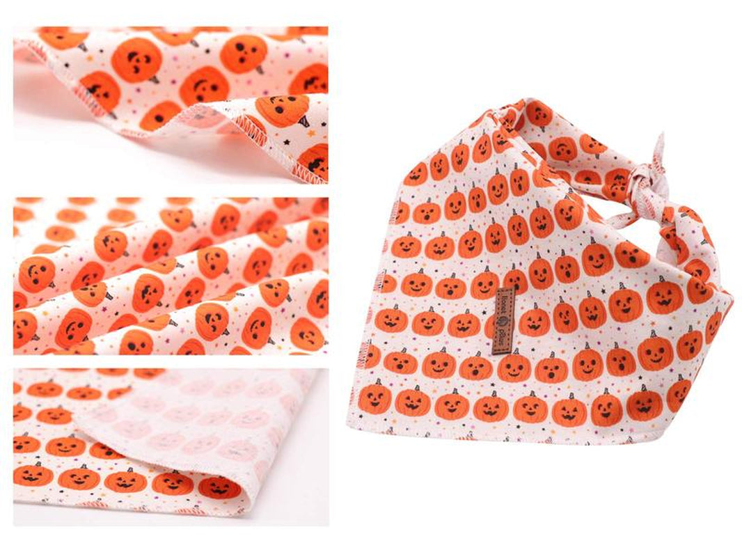 Lionet Paws Halloween Dog Bandana - Fashionable Soft Cotton Pumpkin Scarf for Small to Large Dogs