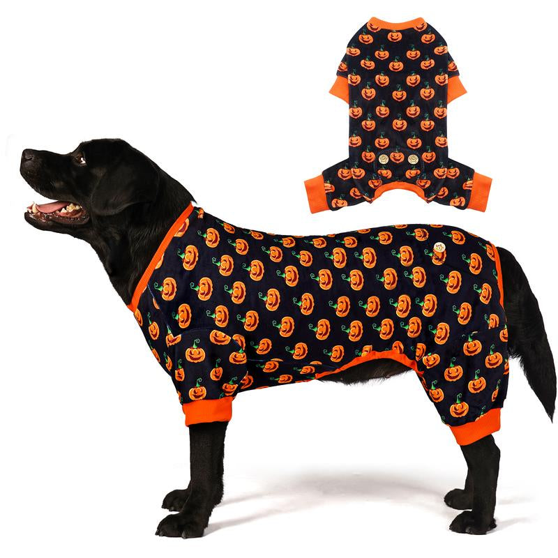 KYEESE Cozy Halloween Pjs for Dogs Pet – Adorable Funny Sleeveless Pumpkin Print Perfect for Spooky Snuggles & Cute Pics Easy Care Machine Washable Shirts Pajamas Sweater