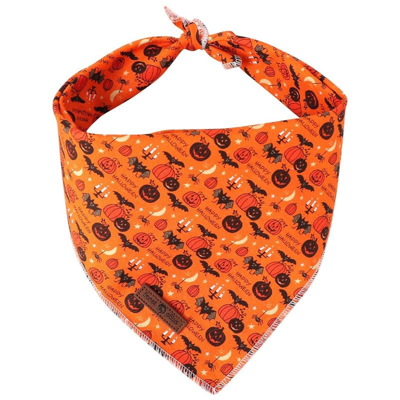 Lionet Paws Halloween Dog Bandana - Fashionable Soft Cotton Pumpkin Scarf for Small to Large Dogs