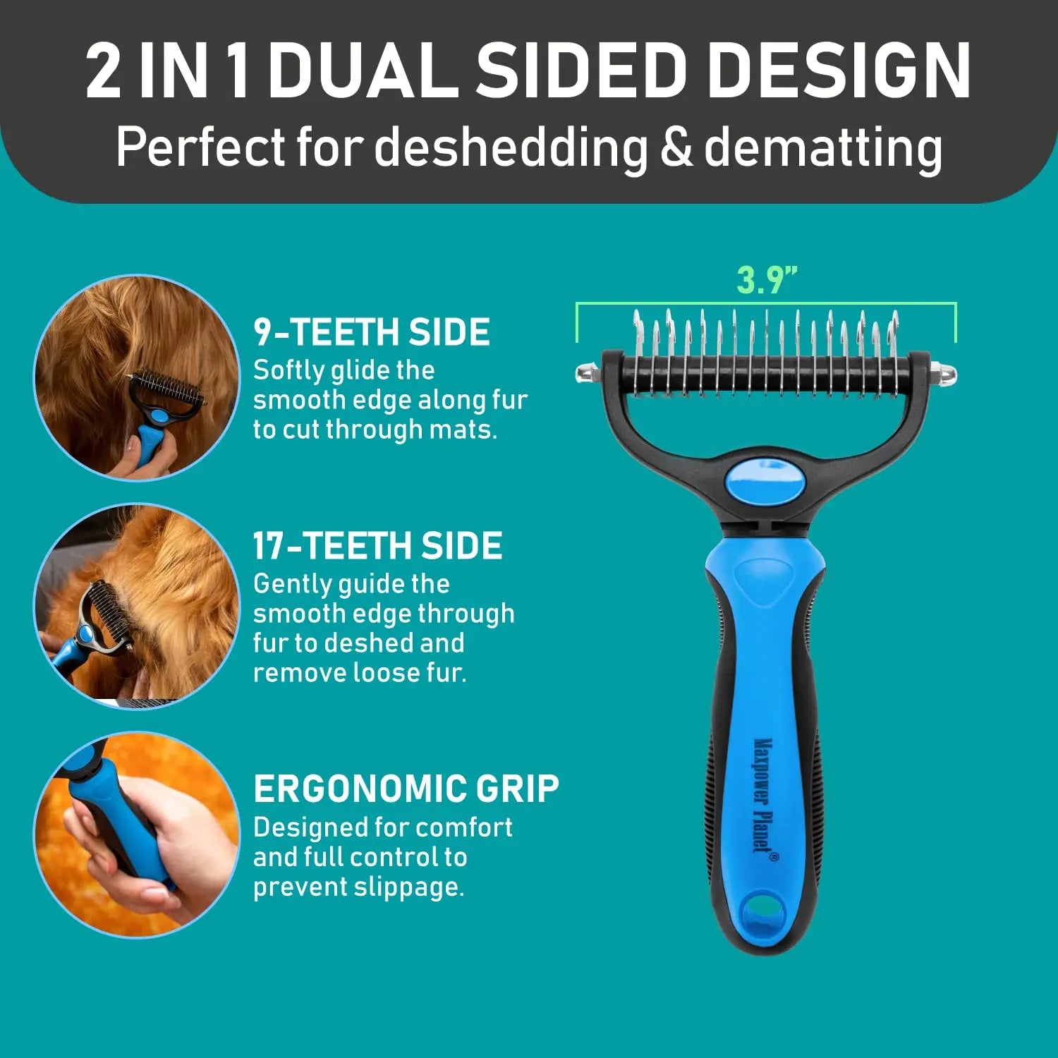Pet Grooming Brush and 2X Grooming Gloves Combo 