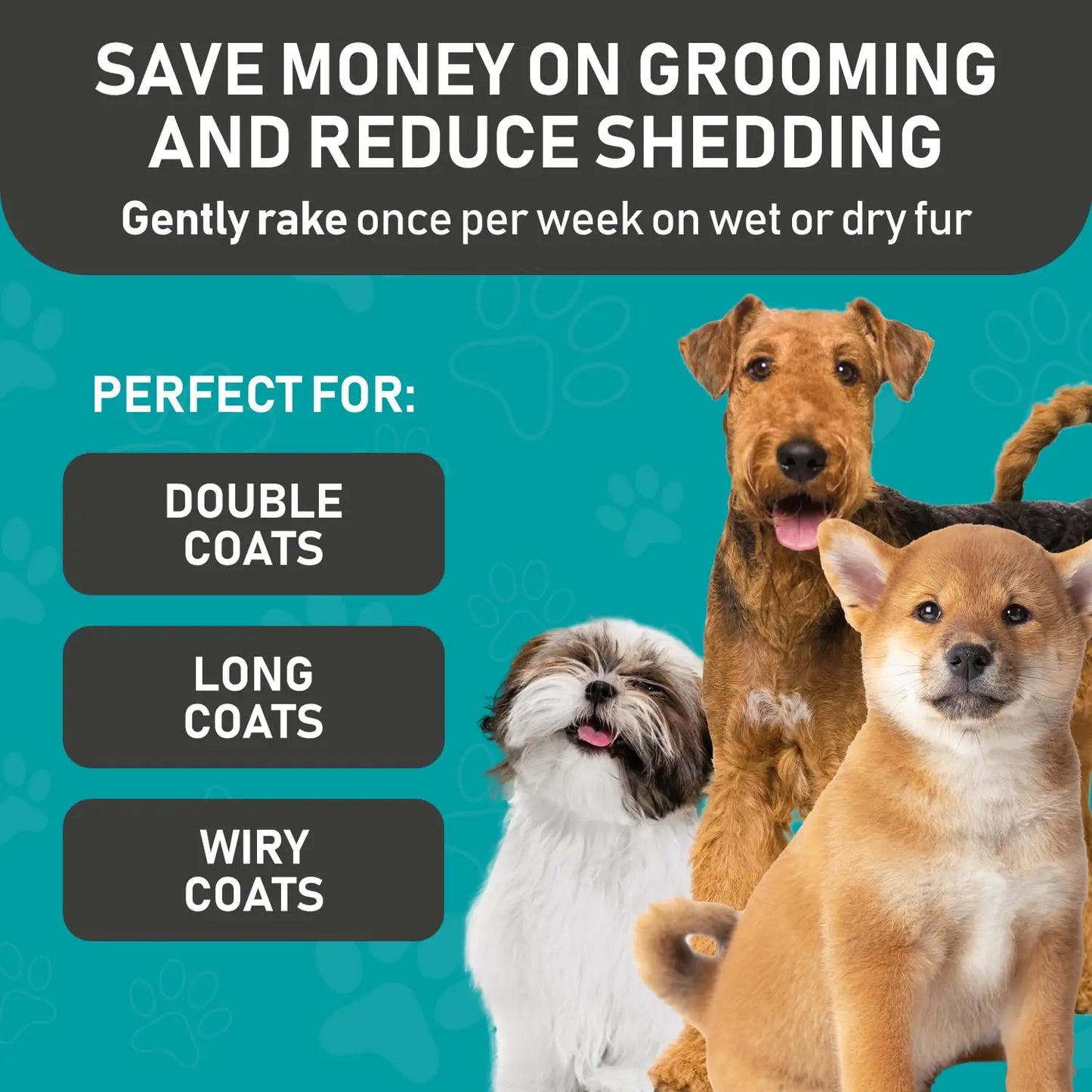 Pet Grooming Brush and 2X Grooming Gloves Combo 