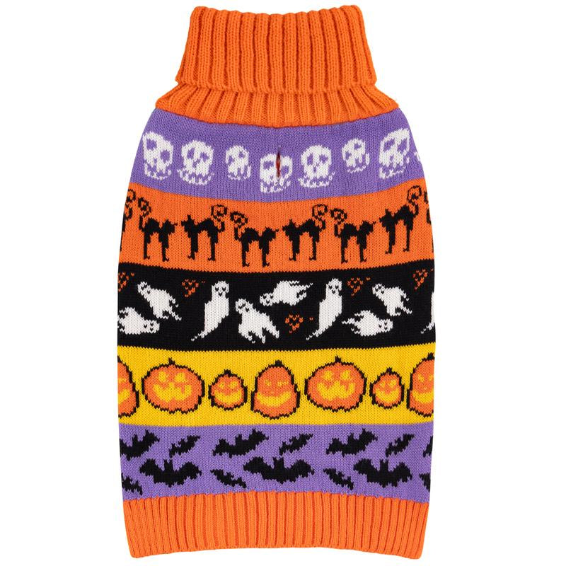 KYEESE Cozy Halloween Dog Sweater Adorable Pumpkin & Ghost Print and Cute & Warm Fall Outfit for Small & Large Dogs