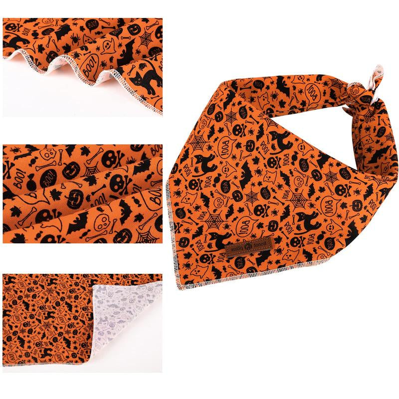 Lionet Paws Halloween Dog Bandana - Fashionable Soft Cotton Pumpkin Scarf for Small to Large Dogs